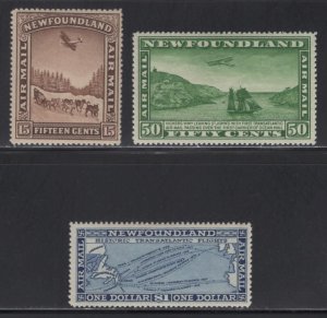 WC1_34168 M. CANADA: NEWFOUNDLAND. Rare 1931 wmk. air set. Sc.C9-C11. MLH