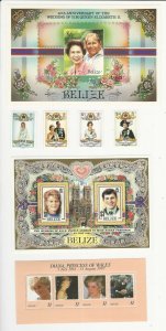 Belize, Postage Stamp, #853-7, 834, 1091 Mint NH, Princess Diana, Royalty, JFZ