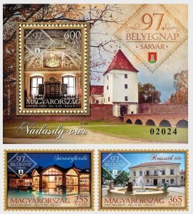 Hungary Hongrie Ungarn 2024 Stamp Day Sárvár town set of 2 stamps and block MNH