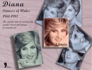 Liberia 1997 TRIBUTE TO DIANA s/s Perforated Mint (NH)