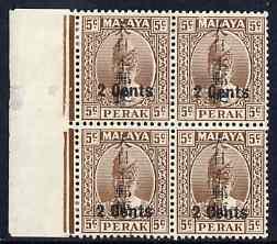 Malaya - Japanese Occupation Perak 1942-44 2c on 5c brown...