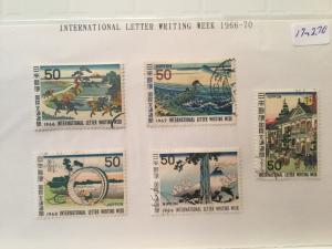 Japan Used 5 stamps International Letter writing week year of 1966-1970