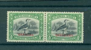 South West Africa - Sc#O13. 1931 1/2p Kori Bustard Pair. Mint LH. $15.00