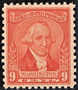 US 714 MNH VF 9 Cent Washington-Pale Red