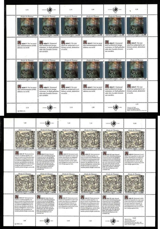 United Nations Geneva-Sc#193-4-unused NH sheets-Human Rights-1990-