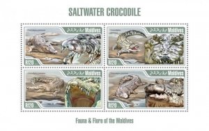 Maldives - 2013 Saltwater Crocodiles - 4 Stamp  Sheet 13E-026