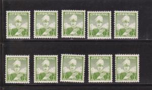 Greenland # 3, Mint Never Hinged lot of 10 stamps