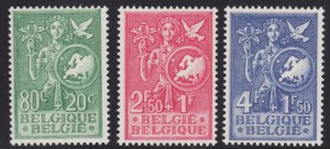 Belgium Sc B544-B546 MNH. 1953 Allegory & Map F-VF