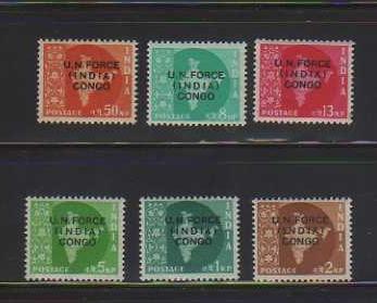 India MNH SC# M56-61 Overprint Map