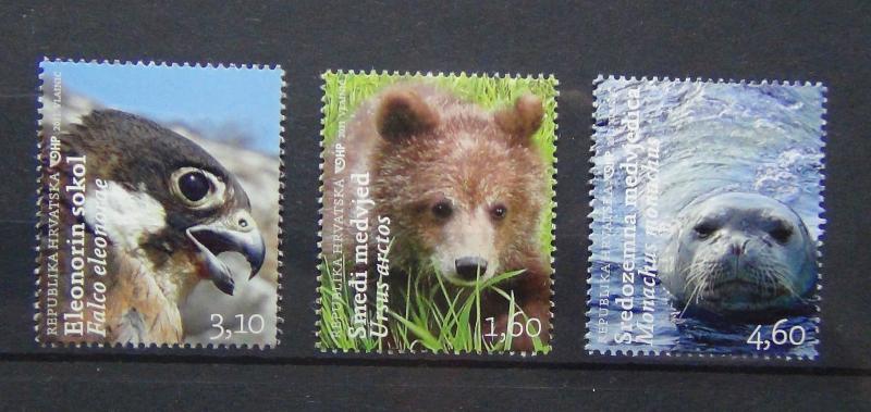 Croatia 2011 Animals set MNH Bear Falcon Seal