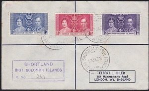 SOLOMON IS 1938 Registered cover to UK - scarce SHORTLAND IS cds...........A7760