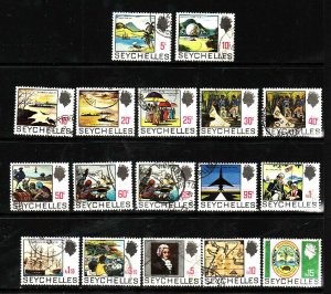 Seychelles-Sc#257-71 ex 265- id7-used definitive set-Island History-1969-72-