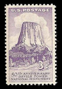 # 1084 MINT NEVER HINGED DEVIL'S TOWER     XF+