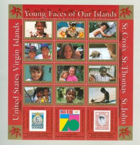 US Virgin Islands.Christmas Sheet 1992 Mnh.Young Faces Of Our Islands.Perforated 