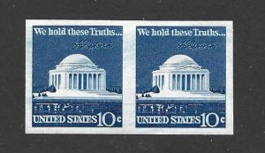 United States Scott 1520 10-cent Jefferson Memorial Imperforate Pair NH