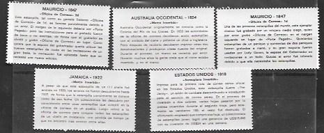 Nicaragua # 1038 - 1042  Wonderful set of stamps on stamps issued in 1976