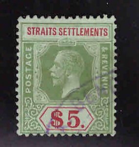Straits Settlements Scott 201 Used 5$ KGV top value in set CV $45