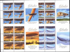 Gibraltar 2010 100th. Anniv.  of Seaplanes Aviation Ships 4 sheets MNH**