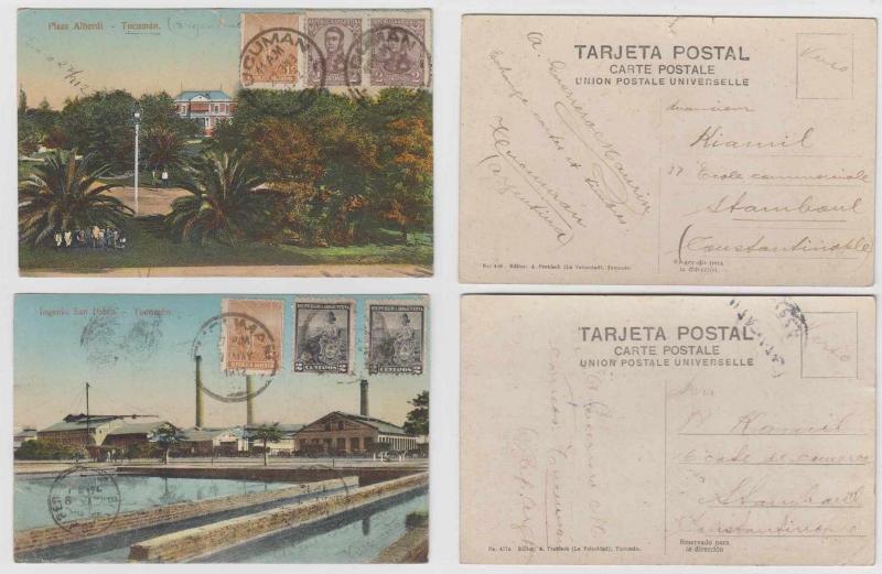 ARGENTINA 1911-12 COLLECTION OF 4 PPC's TO ISTAMBUL, CONSTANTINOPLE, TURKEY 