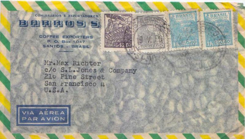 Brazil 36.80Cr Meter 1960 Rio de Janeiro, D.F. Correio, Brasil Airmail Regist...