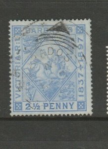 Barbados 1897 Diamond Jubilee 2 1/2d paper Blued Used SG 128