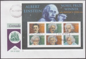 GRENADA Sc #3208a-f, 3209 SET of 2 FDC SHEETLET of 6 and S/S ALBERT EINSTEIN