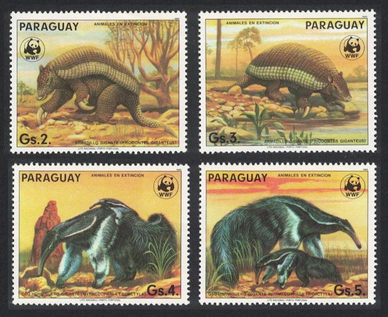 Paraguay WWF Anteater Armadillo Wild Animals Ant-eating Giants 4v Original issue