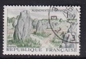 France  #1130 used 1965 prehistoric stone monuments 1fr  Carnac