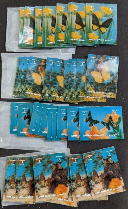EDW1949SELL : UM AL QUIWAIN 10 Cplt sets of 3D Butterflies, Birds & Dolls VF MNH