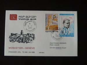 first flight cover Monastir Geneve Tunis Air 1985