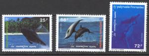 French Polynesia Sc# 634-636 MNH 1994 25fr-72fr Whales and Dolphins