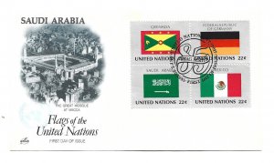 UN #450-53 Flag Series 1985, Grenada Germany Saudi Arabia Mexico ArtCraft FDC