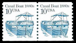 PCBstamps   US #2257 Coil Pair 20c(2x10c)Canal Boat, block tagging, MNH, (24)