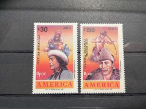 (2236) CHILE 1989 : Sc# 866-867 UPAE PRE-COLUMBIAN PEOPLES - MNH VF