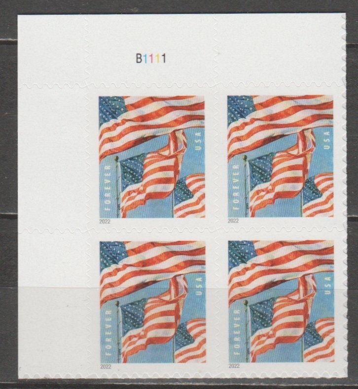 5654 - 2022 First-Class Forever Stamp - Flags (Banknote