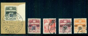 FAROE ISLANDS #2-6, Complete Ovpt set, used, VF, Scott $507.50