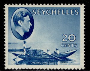 SEYCHELLES GVI SG140, 20c blue, M MINT. Cat £40.