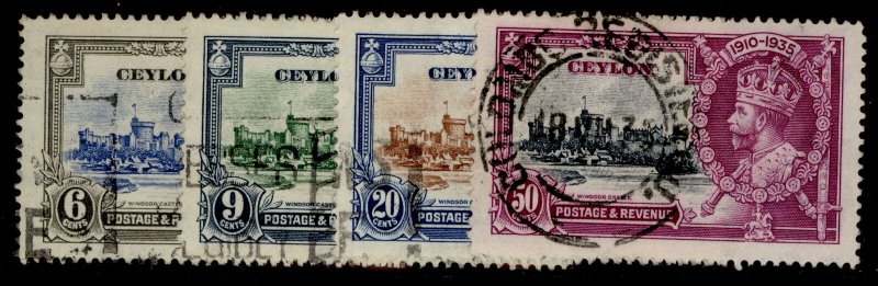 CEYLON GV SG379-382, SILVER JUBILEE set, FINE USED. Cat £20.