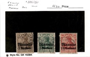 Germany Offices Morocco, Postage Stamp, #33-35 Used, 1906 (AL)