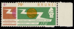 BRUNEI QEII SG132-133, 1965 ITU centenary set, NH MINT.