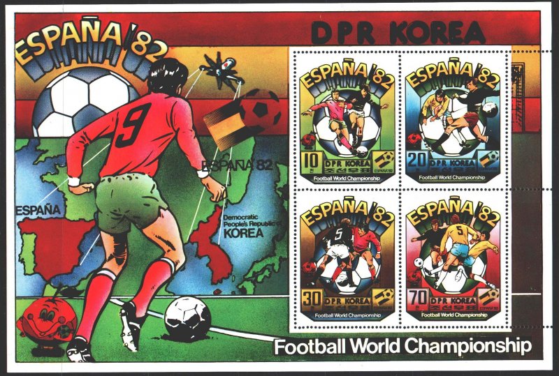 North Korea. 1981. Small sheet 2098-C2098. Football, World Cup in Spain. MNH.