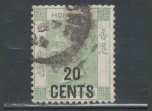 Hong Kong 1891 Queen Victoria Surcharge 20c on 30c Scott # 52 Used