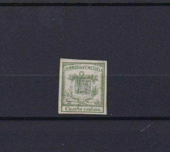 VENEZUELA 1862 IMPERF STAMP ¼ CENTAVO MOUNTED MINT  CAT £28  REF 6293