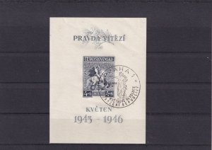 SA24b Czechoslovakia 1946 The First Anniv of Freedom used minisheet imperf