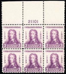 US Stamps # 726 MNH XF Plate Block Of 6