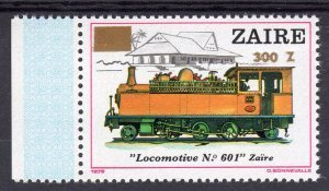 Zaire 1990 LOCOMOTIVE Gold Ovpt.New Value 1v Perforated Mint (NH)