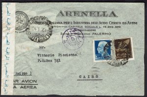 ITALY 1940 CENSOR AIRMAIL COVER TO EGYPT