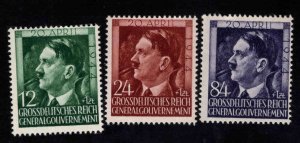 Poland Scott NB33-NB35 MNH** German occupation WW2 Hitler stamp set