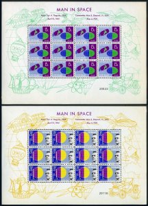 Surinam C28-C29 sheets, MNH. Mi 306-407. Man in Space, 1961. Gagarin, Shepard.