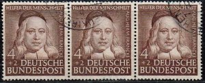 Germany 1953,Sc.#B334 used Strip of 3